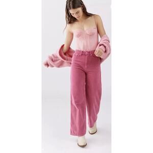 BDG Urban Outfitters High And Wide Berry Pink Corduroy Pants Size 27 Womens